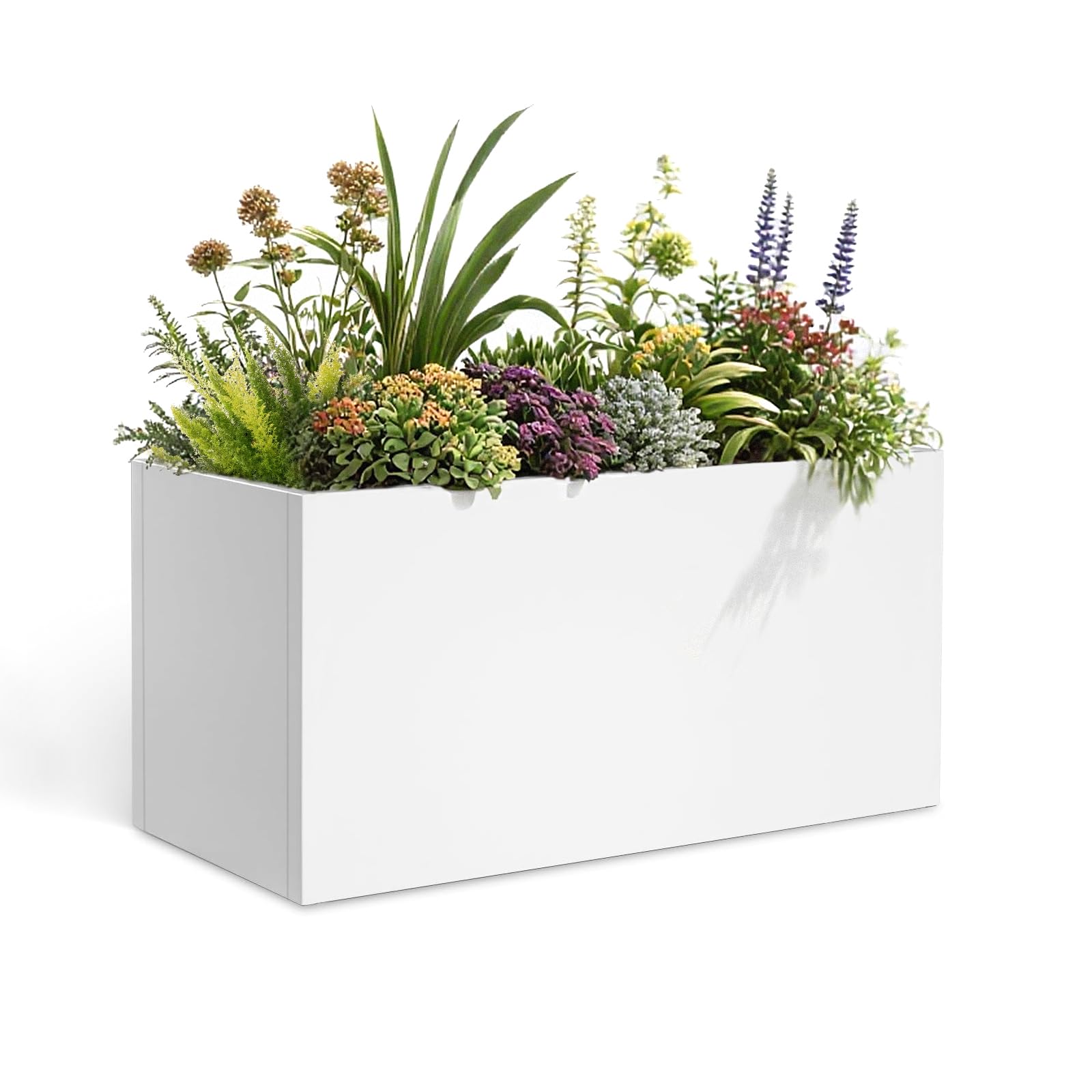 GZLVSOW Galvanized Steel Garden Planter 36” x 12” x 16” White Metal Planter Box Modern Metallic Heavy Planter Indoor & Outdoor, Commercial &