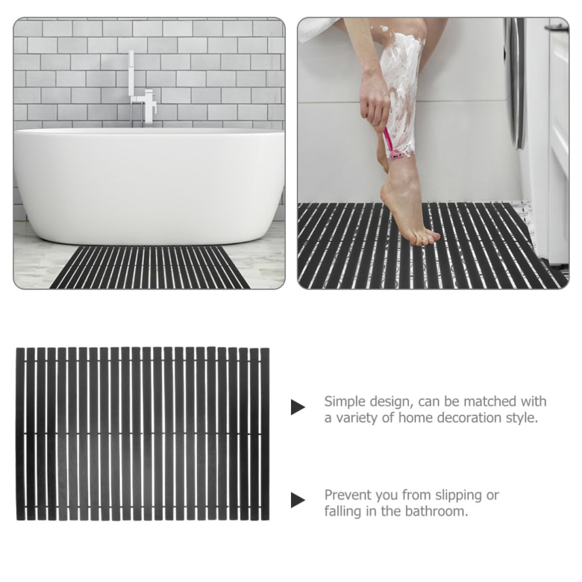 Alfombra Resistente al Desgaste Antideslizante de Bambú para Baño y Ducha Diseño Natural, Adecuado para Cuarto de Baño y Dormitorio