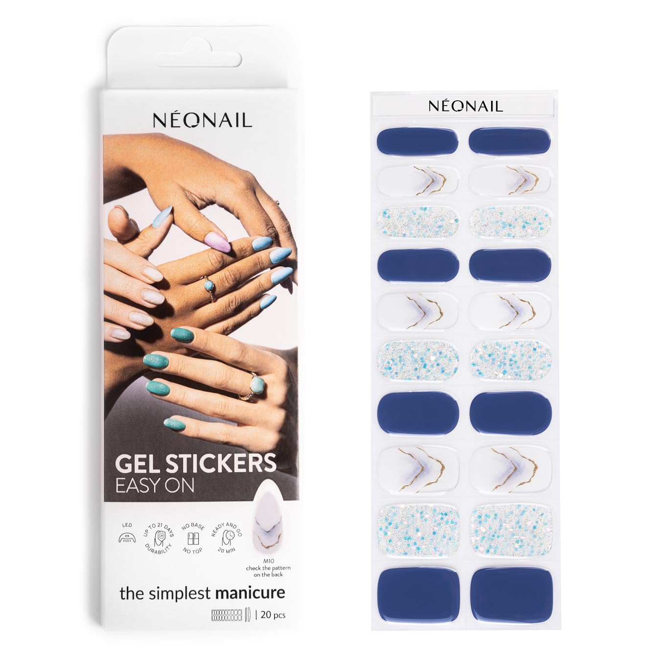 NÉOnail Gel Stickers Easy On - Kit Semipermanente Unghie - Unghie Gel Adesive Uv - Smalto Adesivo Per Unghie - Adesivi Unghie - Nail Art - M10-image