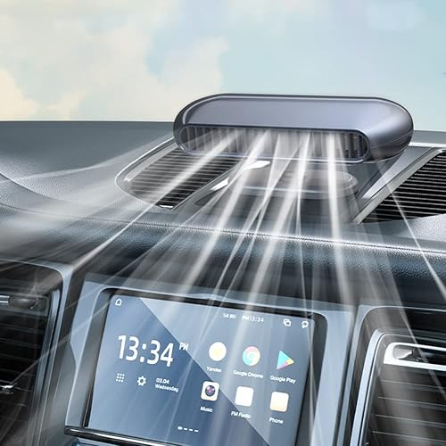 OKAHITA Ventilador de coche USB, ventilador eléctrico de automóvil de 4 velocidades con bajo ruido, ventilador sin aspas con ajuste de ángulo libre,