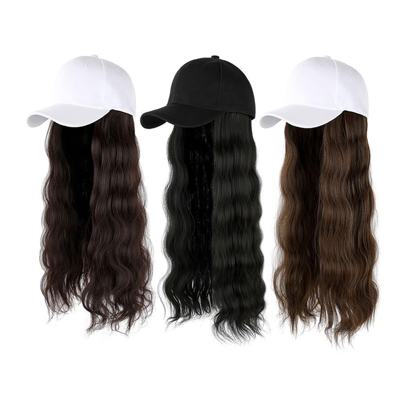 Wig Cap Gorro de pelo largo Sombrero vacaciones largas Cuerpo Moda Señora Cabeza Juegos cabello peluca(1)