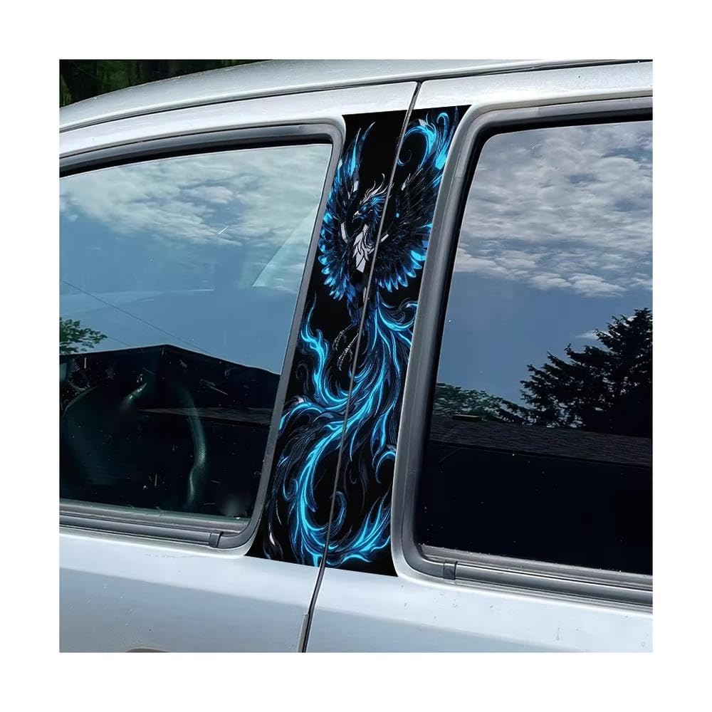 Bertdcx One Color Ice Flame Dark Phoenix Glossy Door Pillar Window Trim Anti Scratch Sticker Auto Parts