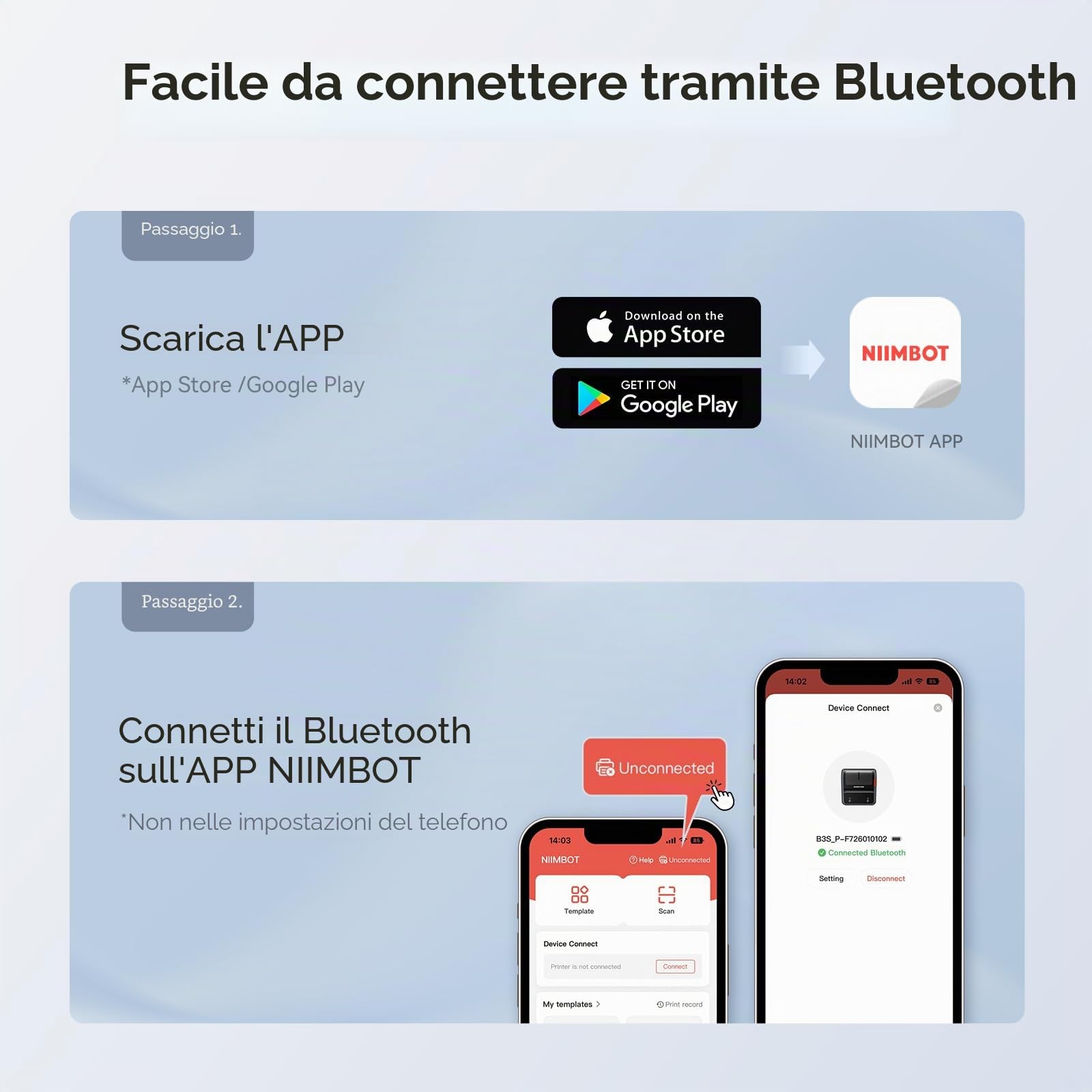 NIIMBOT Etichettatrice B3S, stampante termica aggiornata da 75 mm, etichettatrice portatile con etichette 70 x 40 mm, etichettatrici Bluetooth