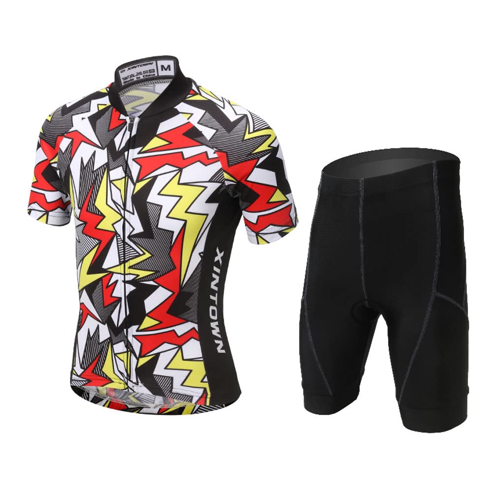 Ensemble De Vêtements De Cyclisme pour Enfants Garçons Maillots Filles Jersey À Manches Courtes + Short avec 3D Rembourré Coussin