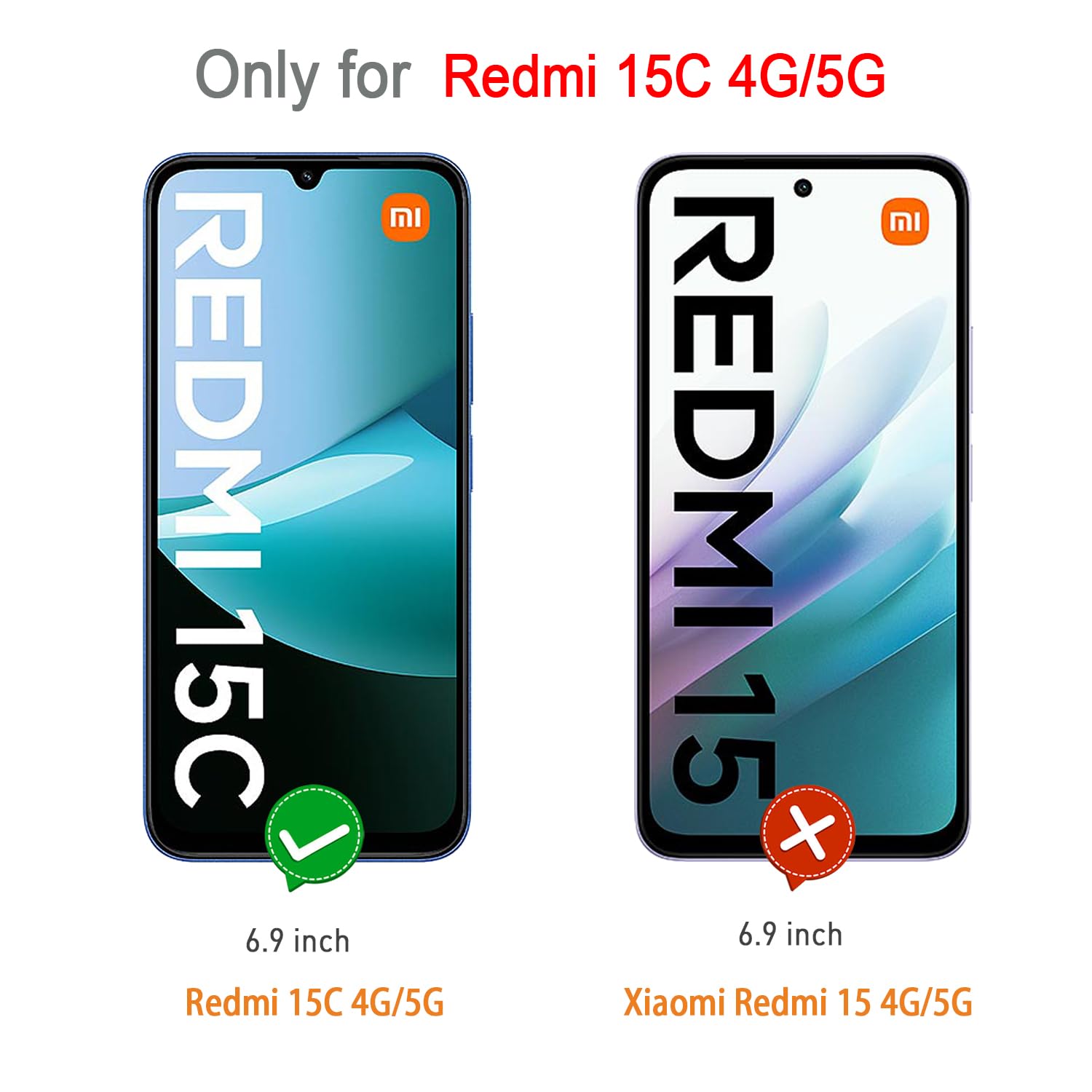 WFTE [Lot de 2 Verre Trempé pour Xiaomi Redmi 15C 4G/5G/Xiaomi Poco C85, 0,26mm Film de Protection D'écran avec Haute Transparence à 99%, Anti-Trace Protecteur avec Dureté 9H Glass pour Redmi 15C