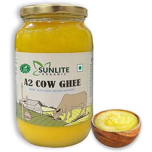 Sunlite Organic A2 Desi Cow Ghee 500ml Glass Bottle I Indian