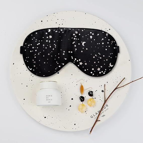 townssilk 100% Silk Sleep mask with Adjustable Strap,Comfortable and Super Soft Eye mask Ultimate Sleeping aid,blindford Silver Moon