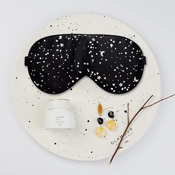 townssilk 100% Silk Sleep mask with Adjustable Strap,Comfortable and Super Soft Eye mask Ultimate Sleeping aid,blindford Silver Moon