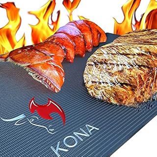 Kona Best BBQ Grill Mat - Heavy Duty 600 Degree Non-Stick Mats (Set of 2) - 7 Year Warranty