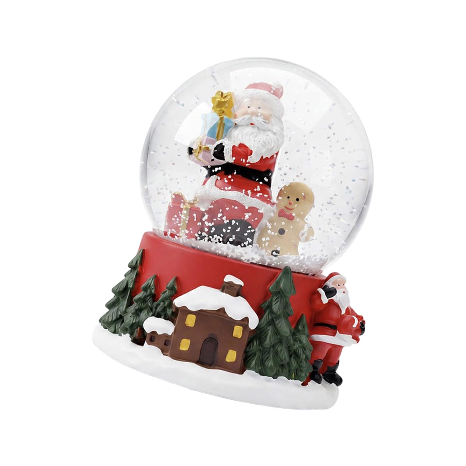 Resin Christmas Crystal Ball Ornament with Realistic Snow Scene for Desktop Mantels Bookshelf Festival Home Decoration Kids Safe Holiday Decoration