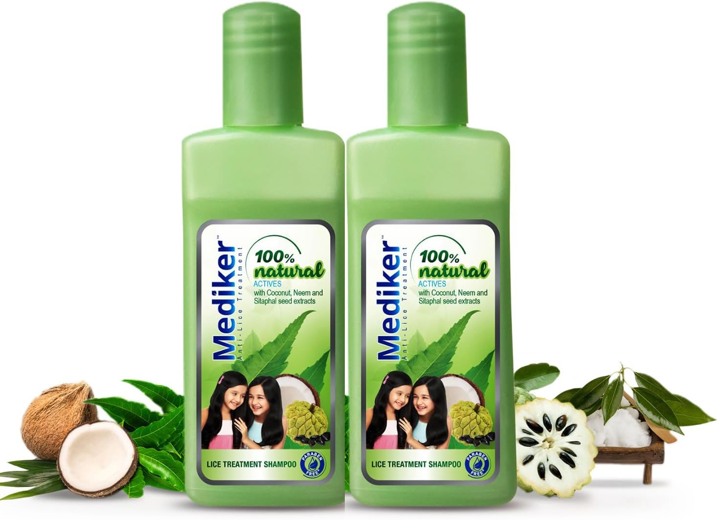 Mediker Shampoo with Neem & Coconut | Safe for Children | 50 ml (Pack of 2)