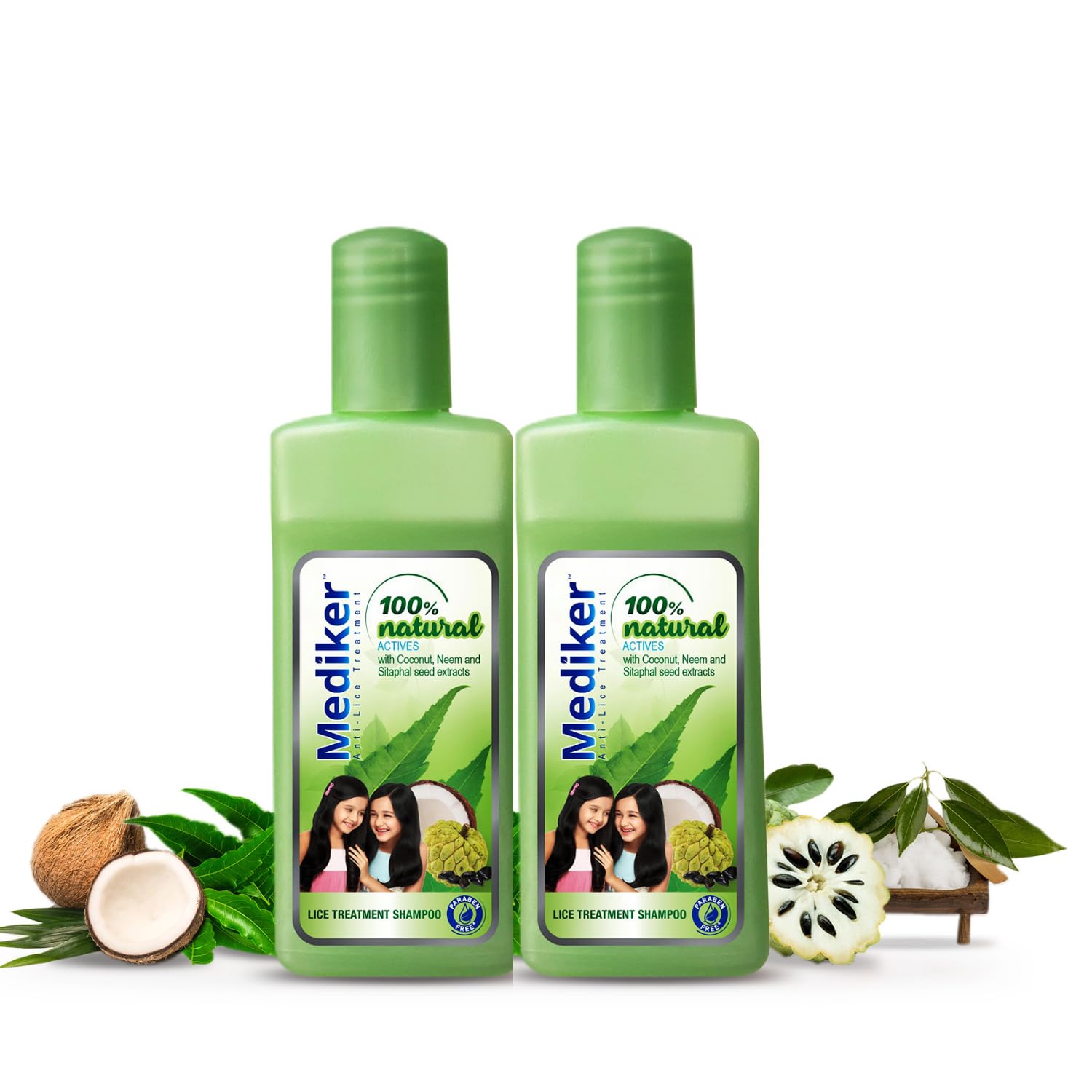 MedikerShampoo with Neem & Coconut | Safe for Children | 50 ml (Pack of 2)