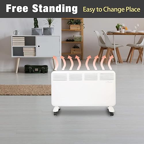 Miniatura 3 de Calentador eléctrico para uso en interiores, calentador de pared de 1500 W con termostato ajustable, calentador de convección portátil para