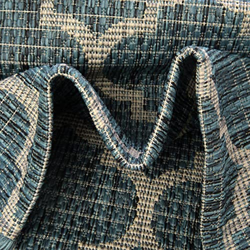 Unique Loom Trellis Collection Area Rug-Lattice Design, Moroccan Inspired For Indoor/Outdoor Dcor, Rectangular 4' 1"X 6' 1", Teal/Gray #TOP4