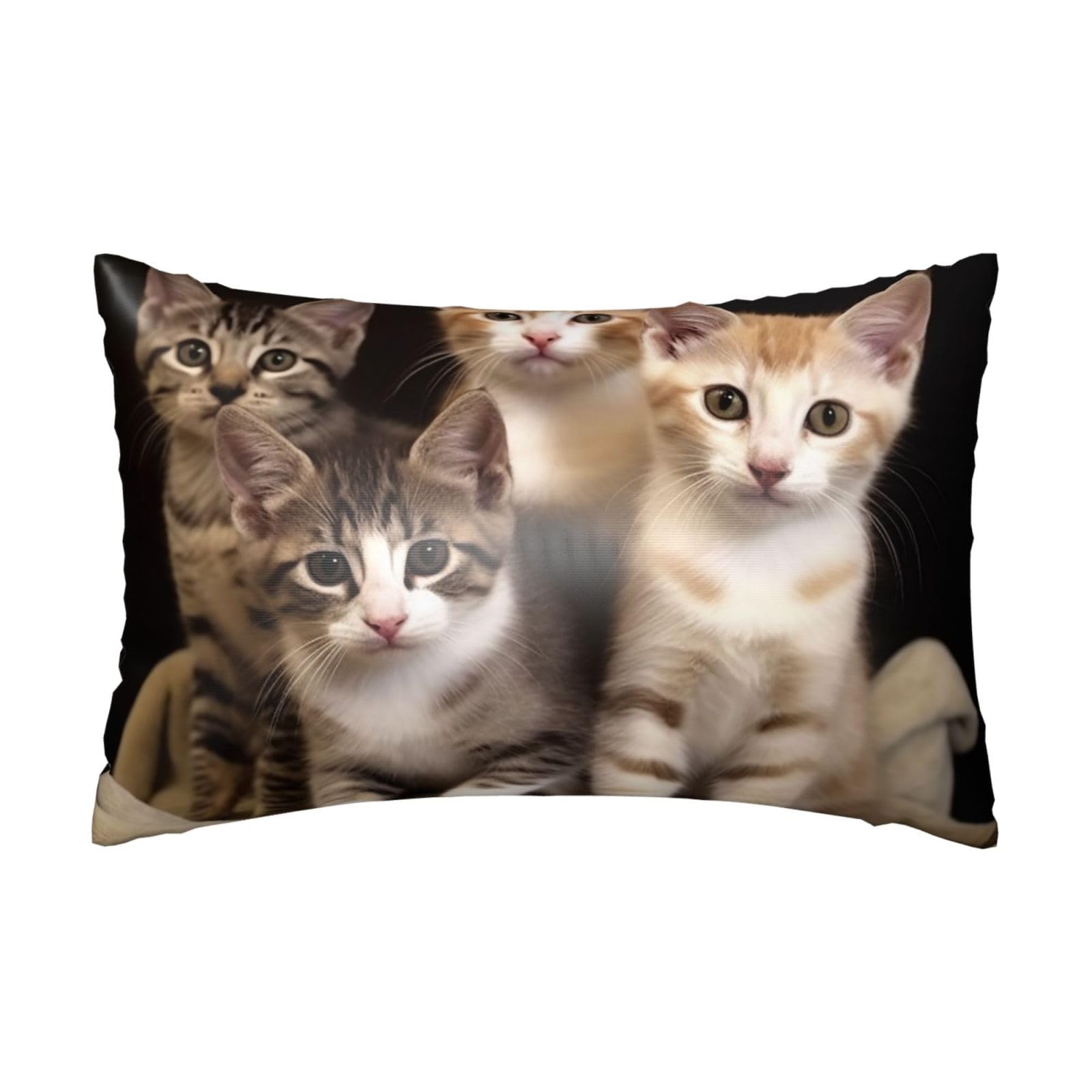 Satin Pillowcase for Hair and Skin, Kittens Family Cats Pillow Case Queen Size 20x30 Inches, Cooling Silky Pillowcases with Zipper Ultra Smooth and Soft Pillow Cover for Sleeping