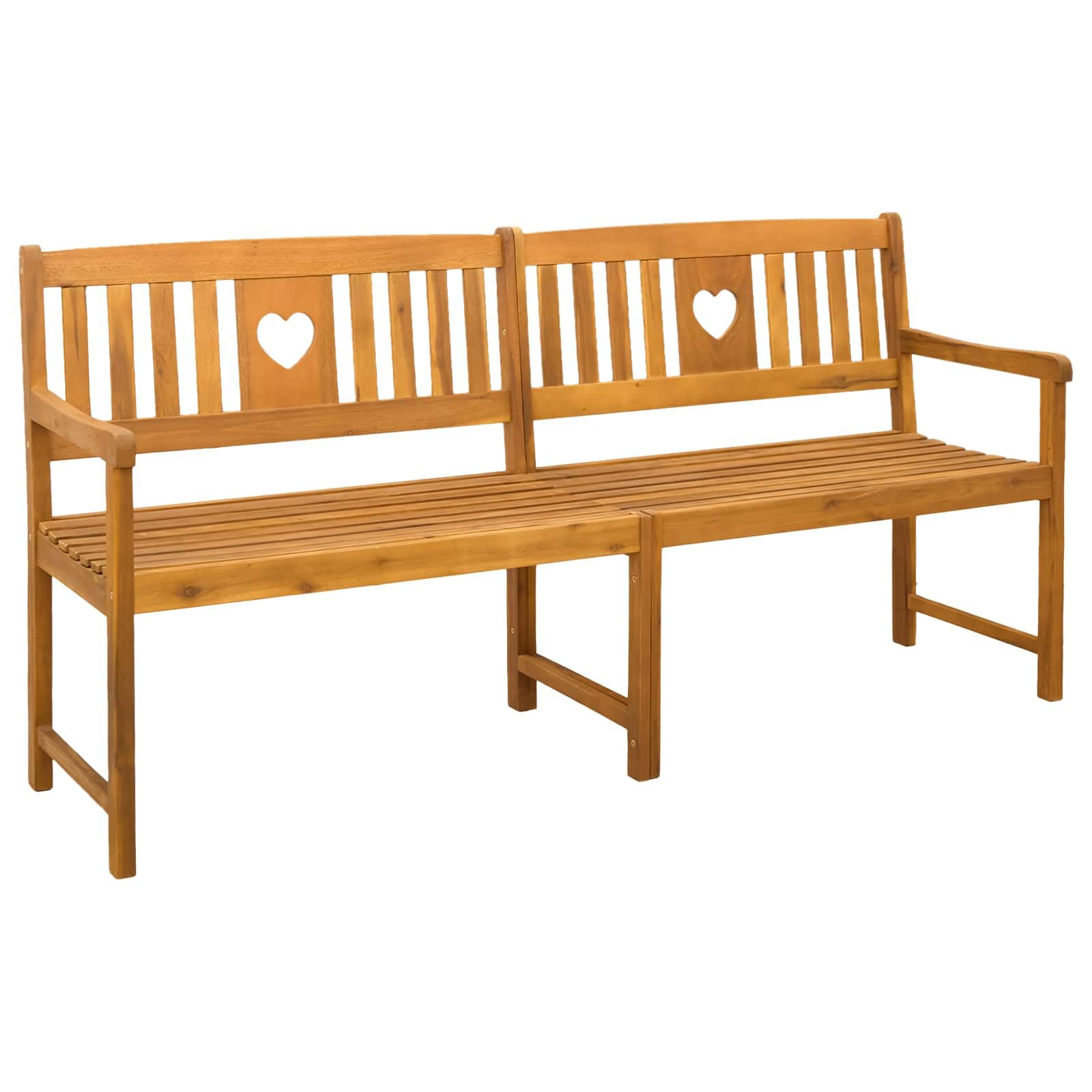 Fengshui Akazienholz Gartenbank 180 cm Natur Geolt | Massivholz, Armlehnen, Rustikales Design, Pflegeleicht, Fr Außenbereiche