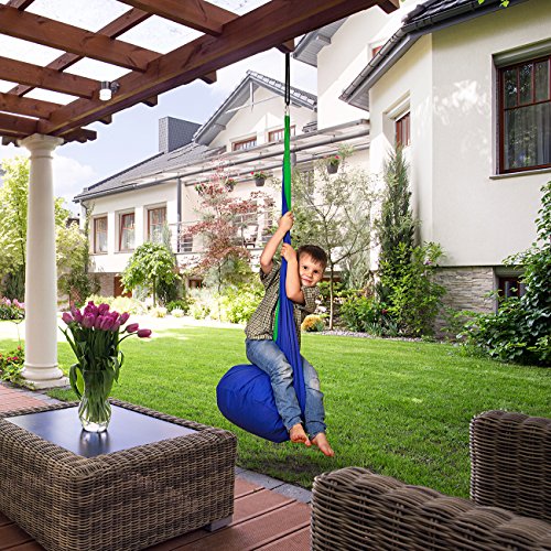 AMAZEYOU Kids Swing Hammock Pod Chair - Child's Rope Hanging Sensory Seat Nest Indoor Outdoor Use Inflatable Pillow - Great Children, All Accessories Included - Image 4
