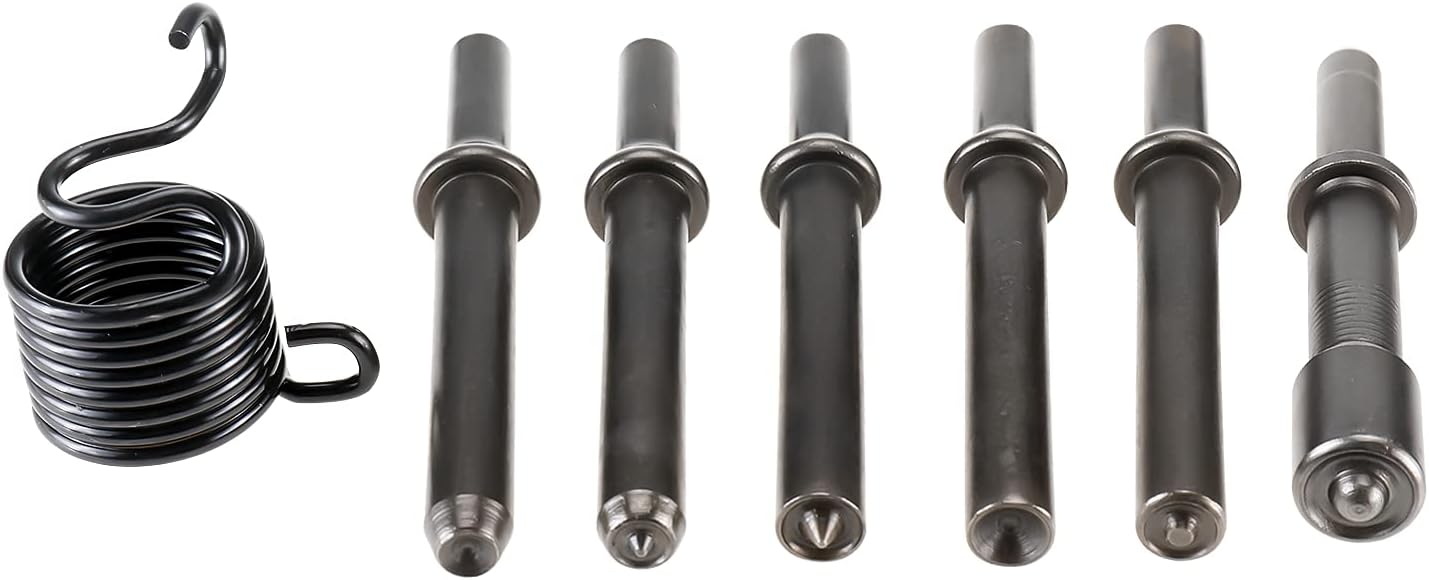 Smoothing Pneumatic Air Rivet Hammer Chisels Air Hammer Bits Accessories 0.401" Shank High Carbon Steel Bits Extended Length Tools with Spring (6pcs Air Hammer Tools)