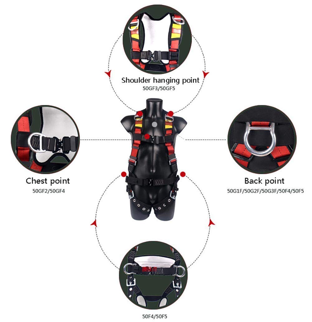 SwaYve Protección Contra Caídas Arnés de Seguridad de Cuerpo Completo Equipo de Protección Personal Kit de Cinturón de Seguridad para Montañismo, Rescate de Incendios, Trabajo Aéreo/a