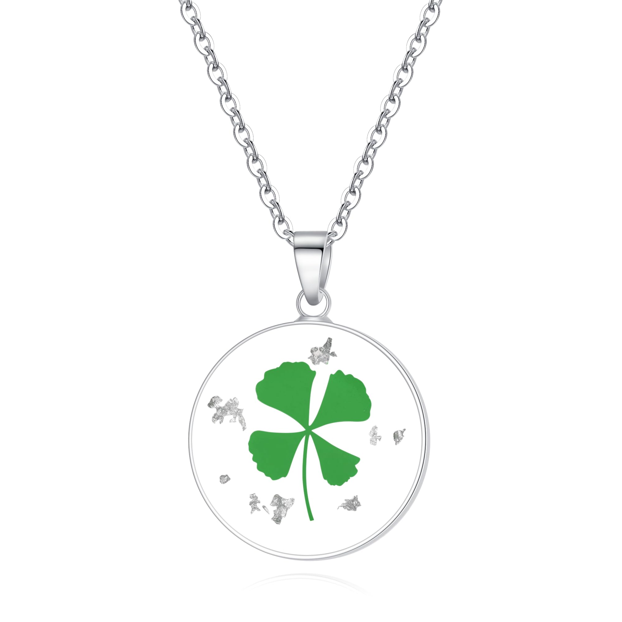Vierblättriges Kleeblatt Halskette | Irische St. Patrick's Day Glücksgrüne vierblättrige Kleeblatt-Kleeblatt-Halskette | Grüne vierblättrige Kleeblatt Halskette | Schmuck zum St. Patrick's Day