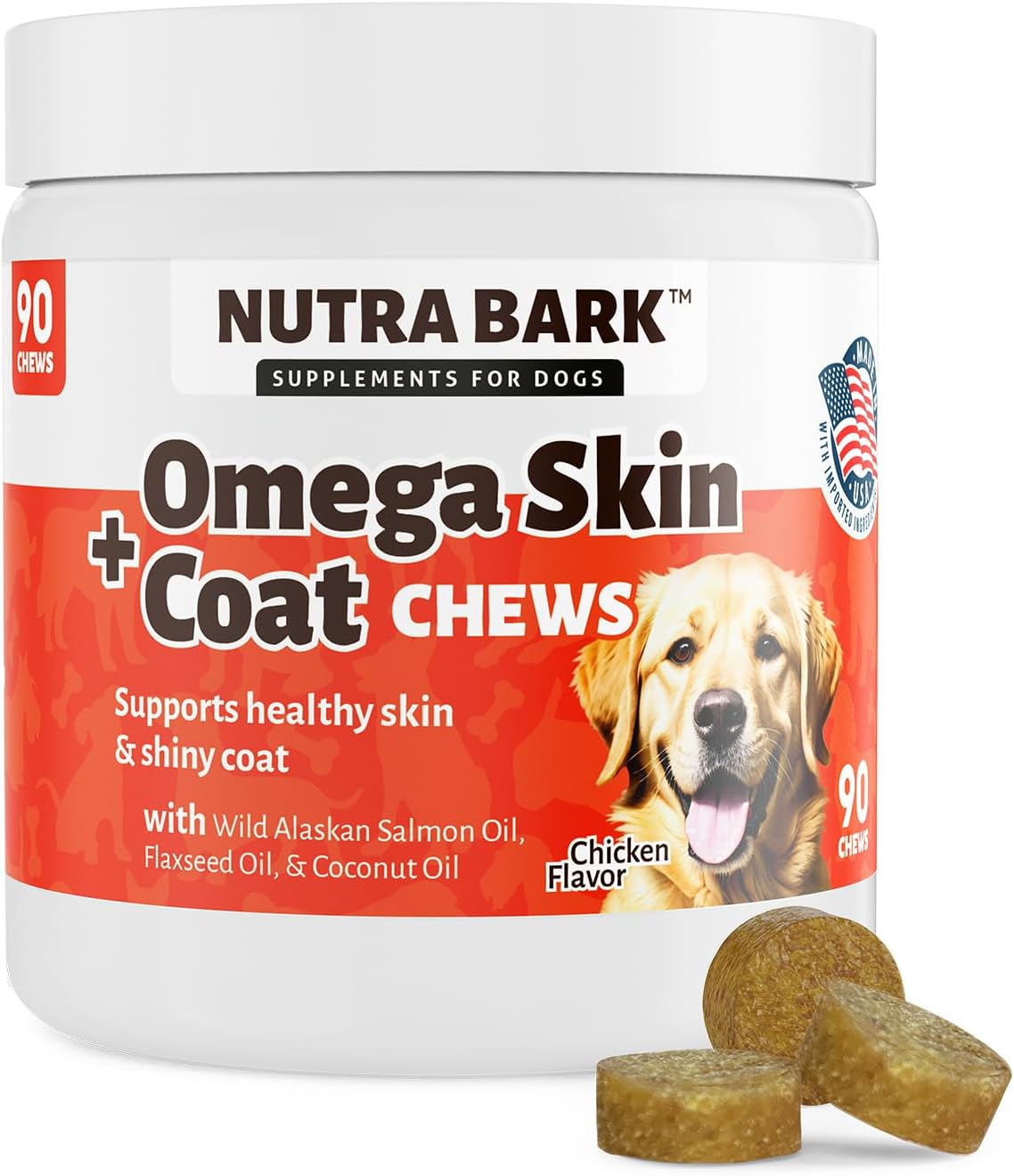 NutraBark Omega Skin + Coat Chews for Dogs with Wild
