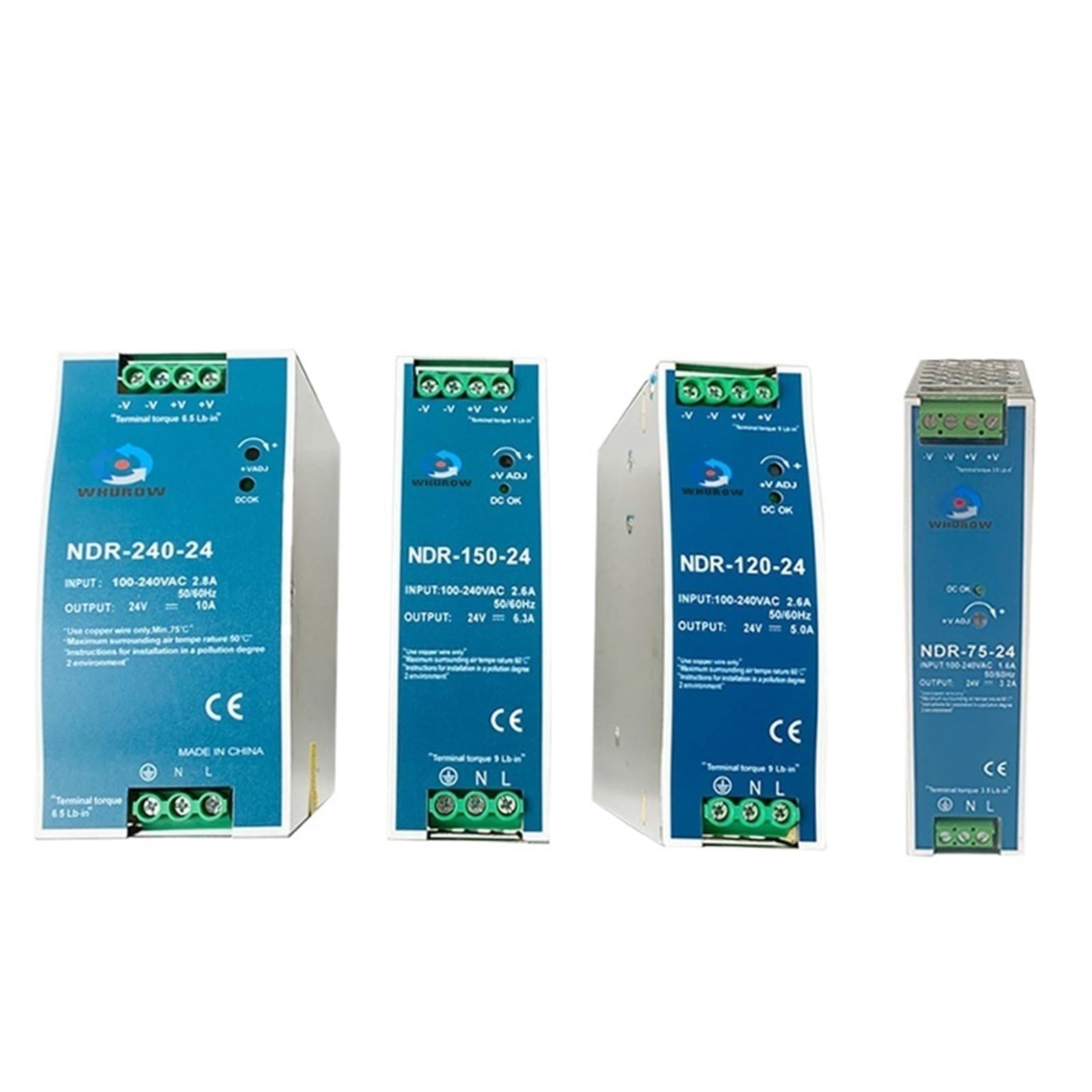 NDR-120W 75/150/240W 5V ~ 24 V Zasilacz AC DC do ultracienkich urządzeń elektrycznych DIN Rail Factory (12 V, 240 W)