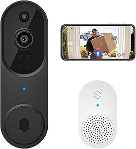 1080P Smart Video Doorbell Camera Wireless with Ring Chime, AI Human Detection, 2-Way Audio, Night Vision, Cloud Storage, 100% Wire-Free, Battery Powered, Indoor Outdoor Surveillance