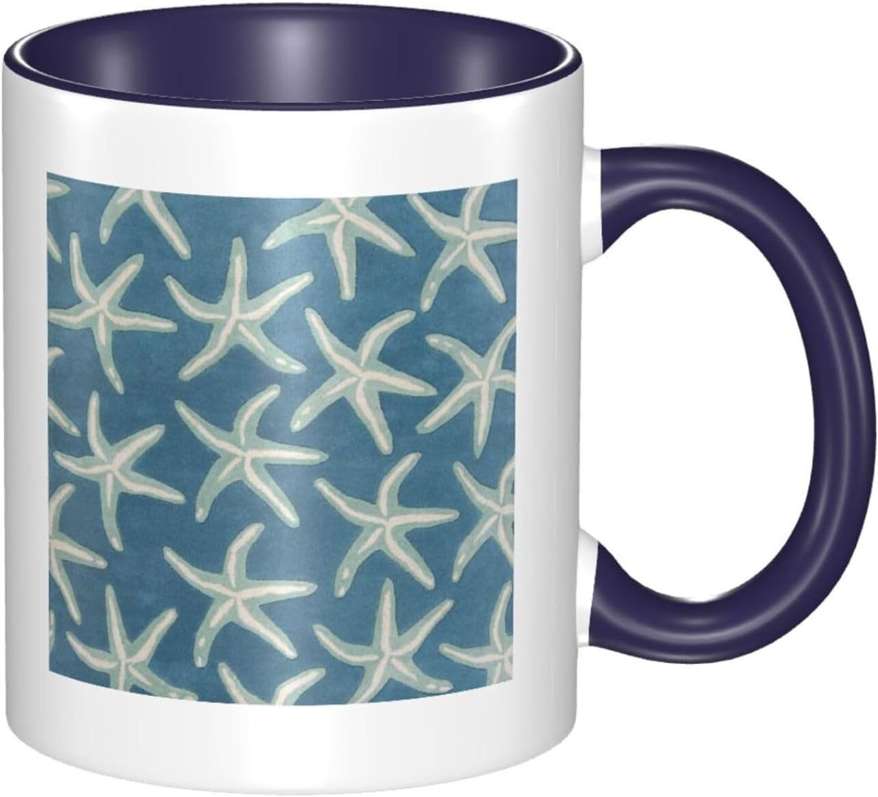 Starfish Coastal Wool Printed Mug Ceramic Coffee Cup Double-Coloured Ceramic Mug