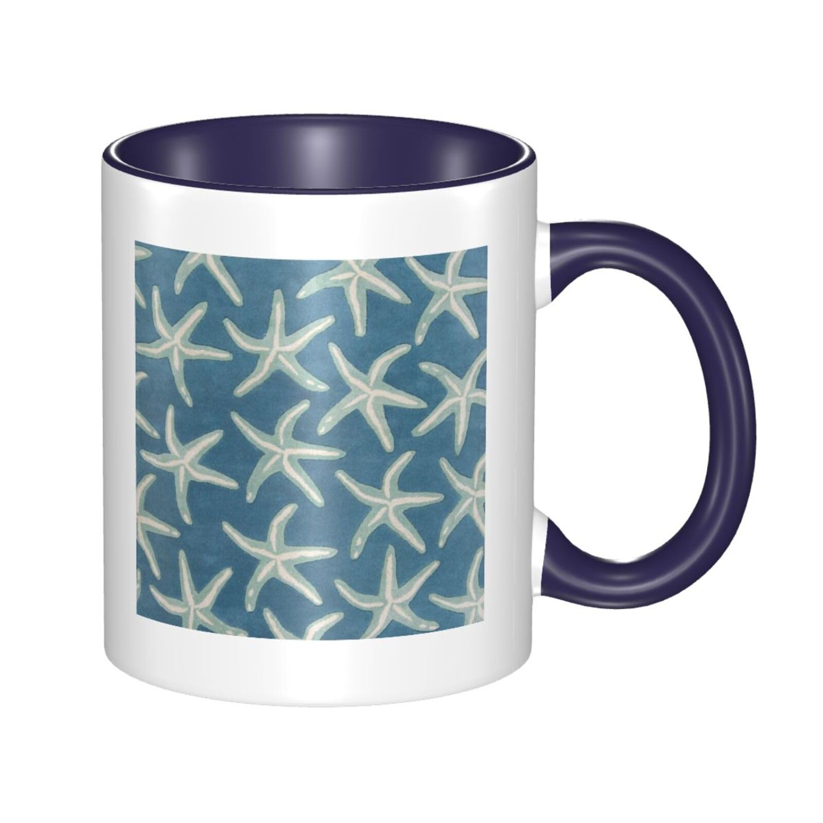 Starfish Coastal Wool Printed Mug Ceramic Coffee Cup Double-Coloured Ceramic Mug