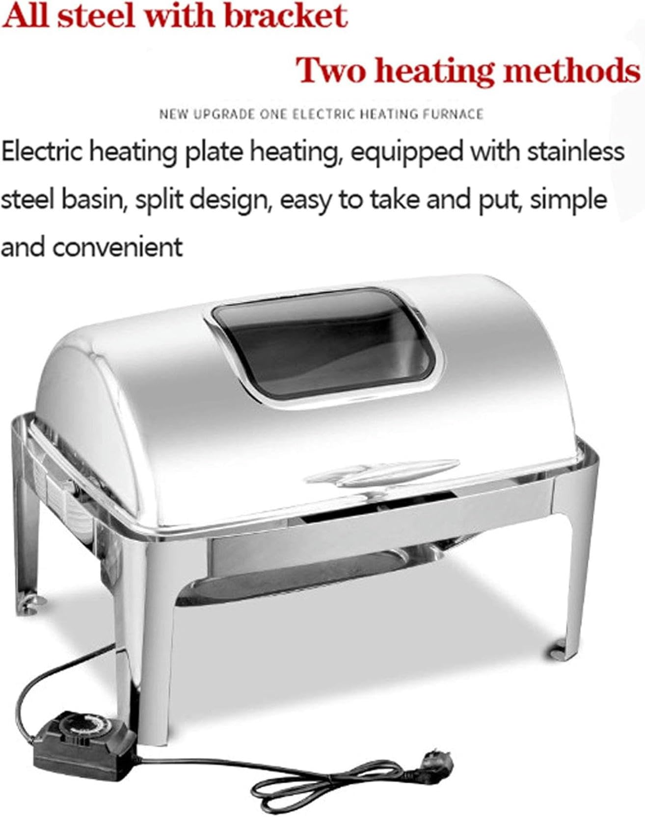 Scaldavivande con Coperchi, Scaldavivande Elettrici da 9 Litri per Feste e Buffet, Server da Buffet in Acciaio Inossidabile per Matrimoni o Feste a Buffet - Mantieni il Cibo Caldo Tutto il Giorno