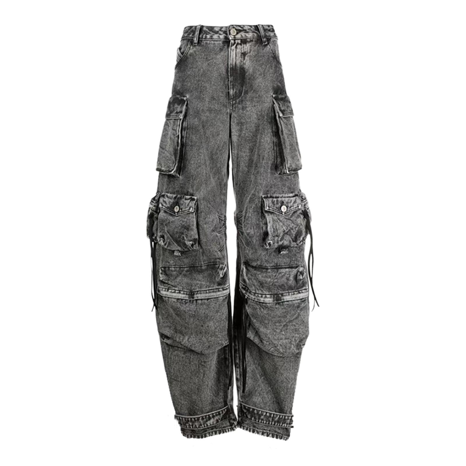 Womens Cargo Multi Pocket Long Wide Leg Trouser for Woman
