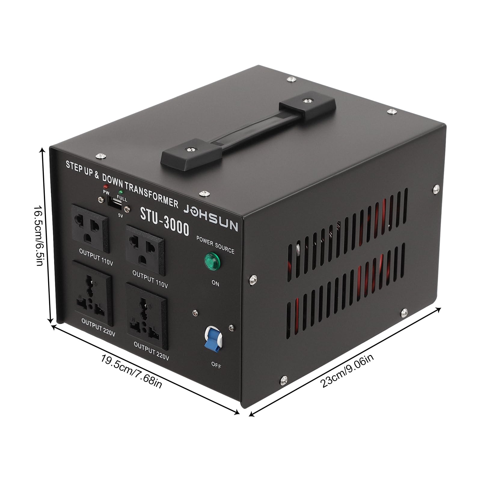 Transformador de tensión negro 3000 VA 110 V/220 V transformador de voltaje 4 enchufes convertidor de núcleo toroidal transformador hacia arriba y hacia abajo