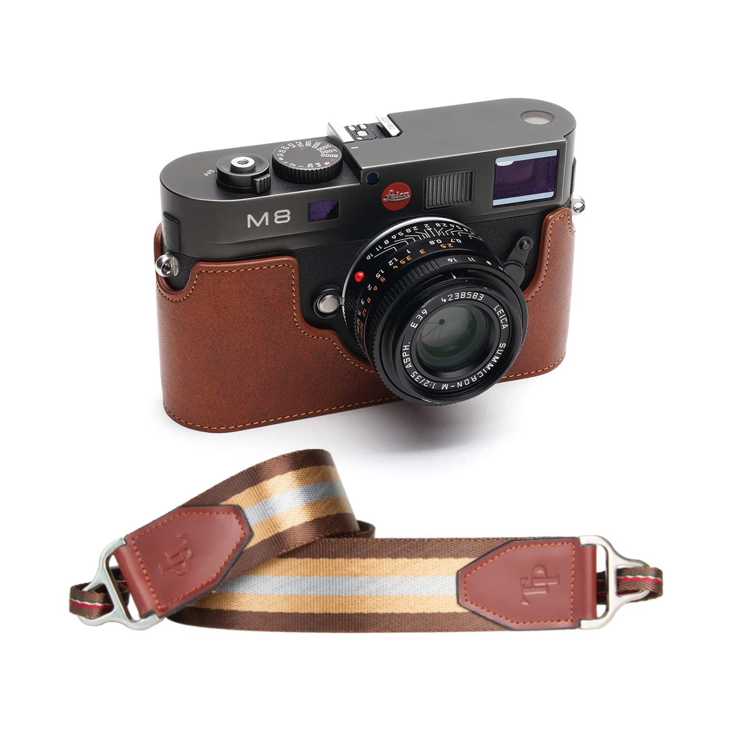 TP Handmade Genuine Real Leather Half Camera Case Bag Cover for Leica M8 M9 M9P M-E M Monochrome (Br