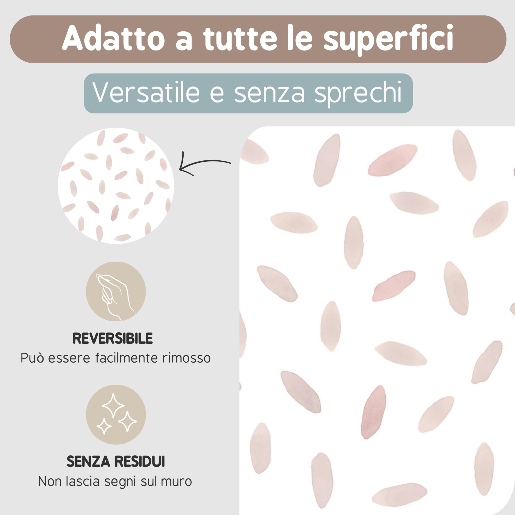 Adesivi Murali Bambini | Adesivi Cameretta Bambino Bimba Gocce Acquerello | Effetto Carta da Parati Adesiva | Copre 6 m² | 236 pezzi | TRESXICS (Rosa)