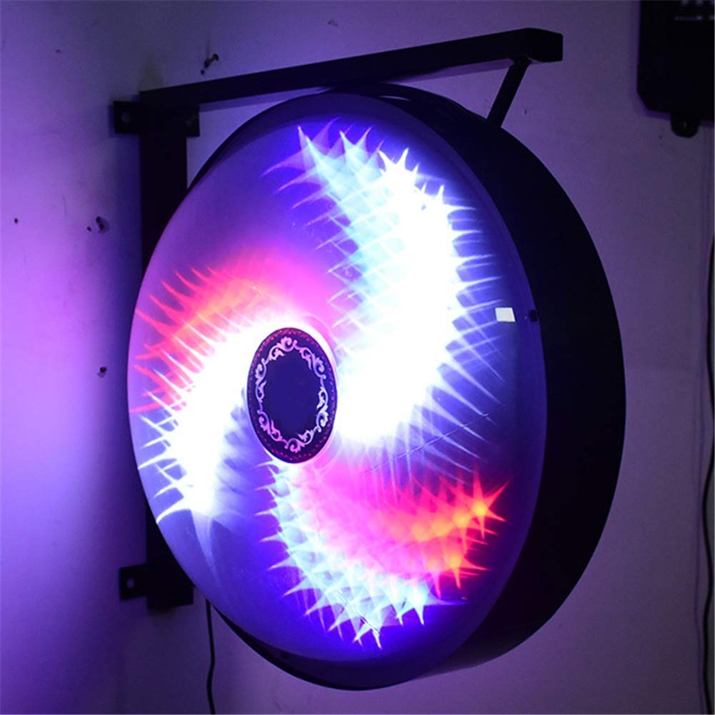 Pole Light, 17"/23 Windmill Style Barber Pole Light Illuminante Rotante LED Rosso Bianco Strisce Blu Lampada da Parete per Parrucchiere Negozio di Barbiere Segno 45 * 45 cm