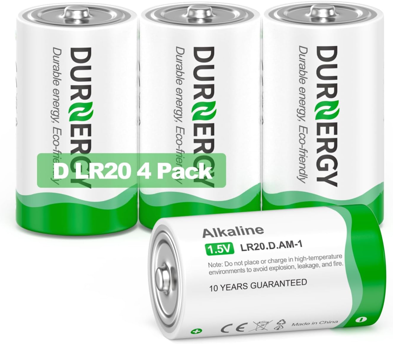 Tenergy 1.5V D Alkaline LR20 Battery, High Performance D