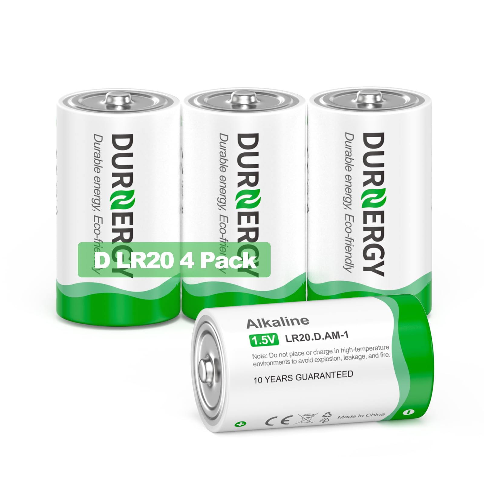 DURNERGY D Batteries 4 Pack,LR20 1.5v D Batteries for Sports SLR Camera Fill Light,Size D Batteries Alkaline