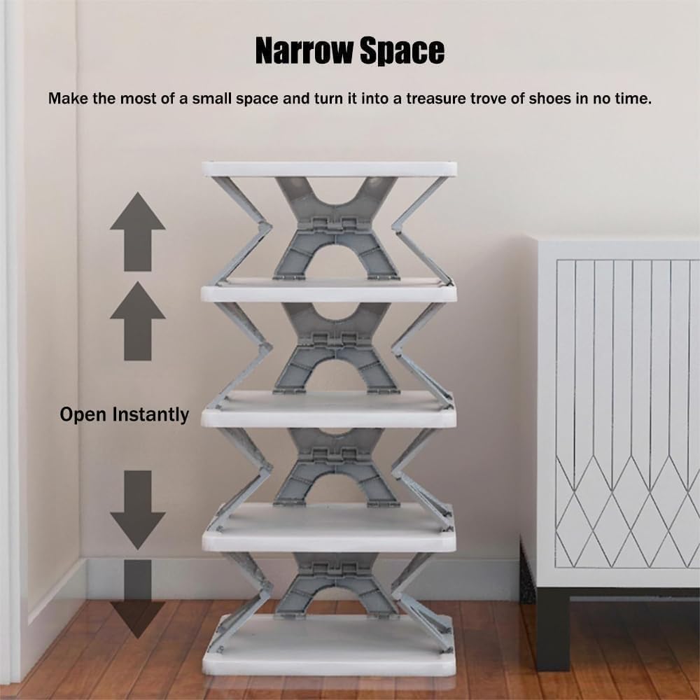 6-Layer Foldable Shoe Rack – Space-Saving Storage for 12-18 Pairs of Shoes – Sturdy Metal Frame – No Assembly Required (Ideal for Closets & Entryways, Black) 1