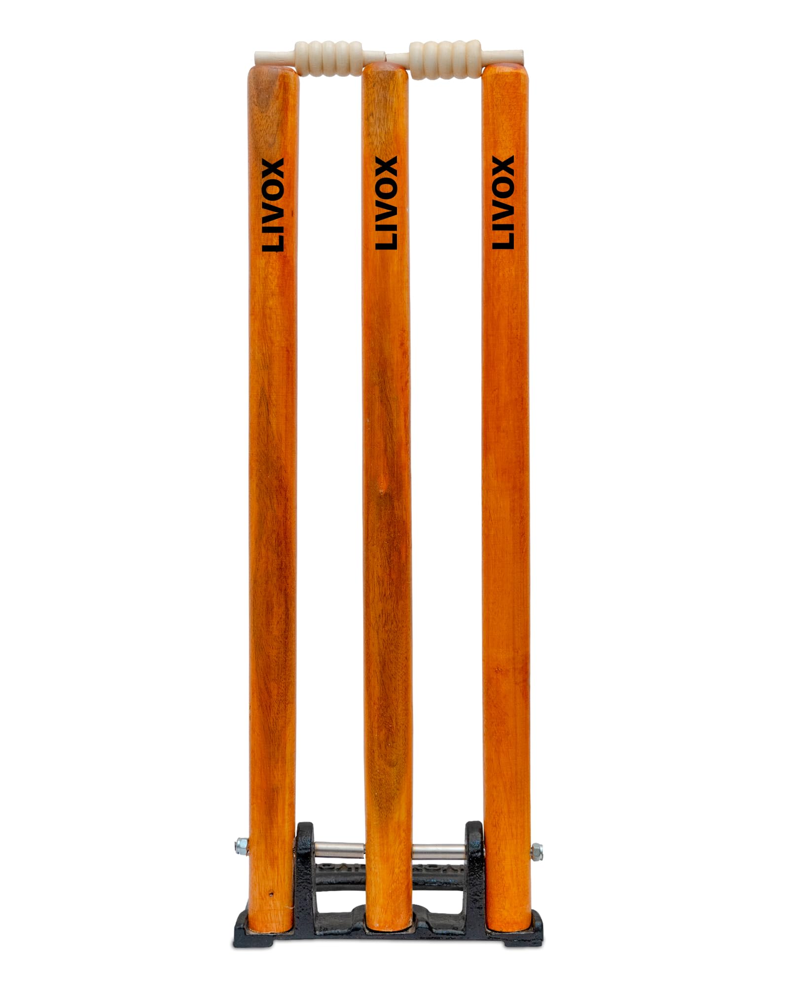 LIVOX® Sports Wooden Cricket Stumps with Bails - Senior | Iron & Spring Stumps for Cricket | Wickets for Cricket Practice | Cricket Stumps Wooden.-image-5