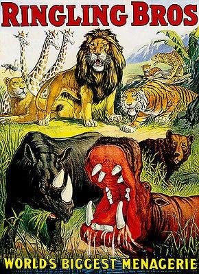 Ringling Brothers - World's Biggest Menagerie - 1918 - Circus Show Poster