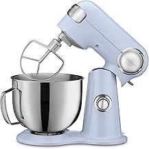 Cuisinart Stand Mixer, 12 Speed, 5.5 Quart Stainless Steel Bowl, Chef s Whisk, Mixing Paddle, Dough Hook, Splash Guard w/ Pour Spout, Frosted Blue, SM-50BLU,Arctic Blue
