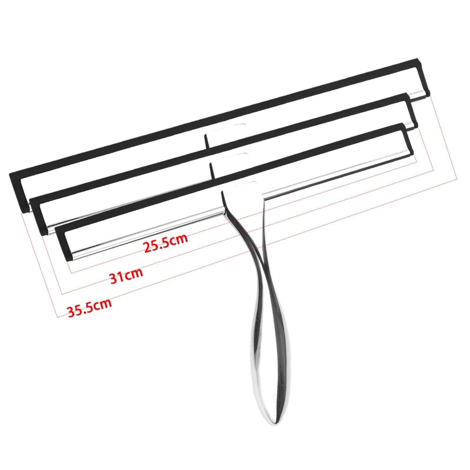 Duschabzieher Für Glastüren Edelstahl-Duschabzieher, Silikon-Fensterwischer, Gummikratzer mit Saugnapf, Haken, Türhänger, 10'', 12'', 14'' Zoll(14-2hook)