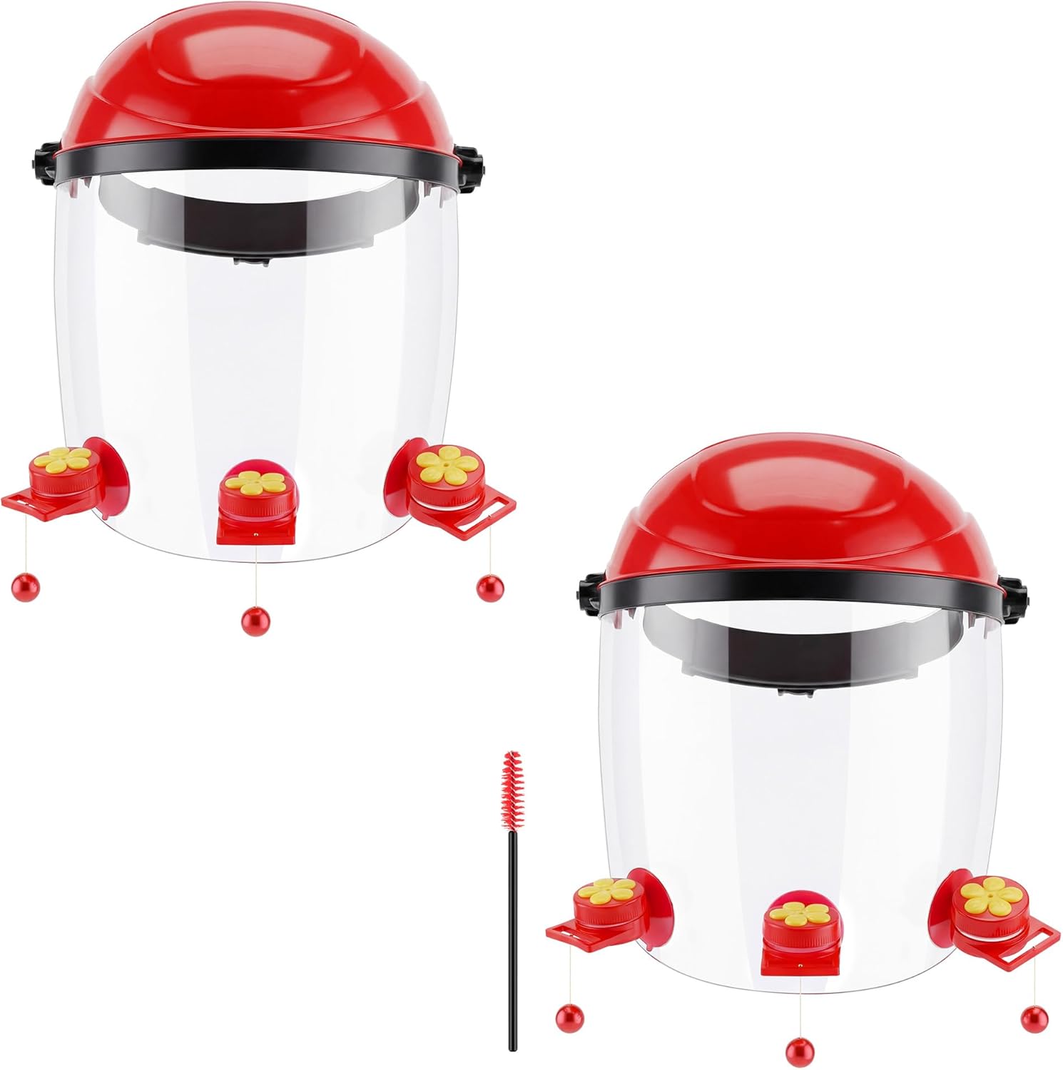 Saillong 2 Pack Upgraded Hummingbird Feeder Helmet, Wearable Hummingbird Mask Feeders Hat with 6 Feeding Ports & Round Nectar Box, Adjustable Bird Feeder Hat for Garden Patio Outside Outdoor Yard