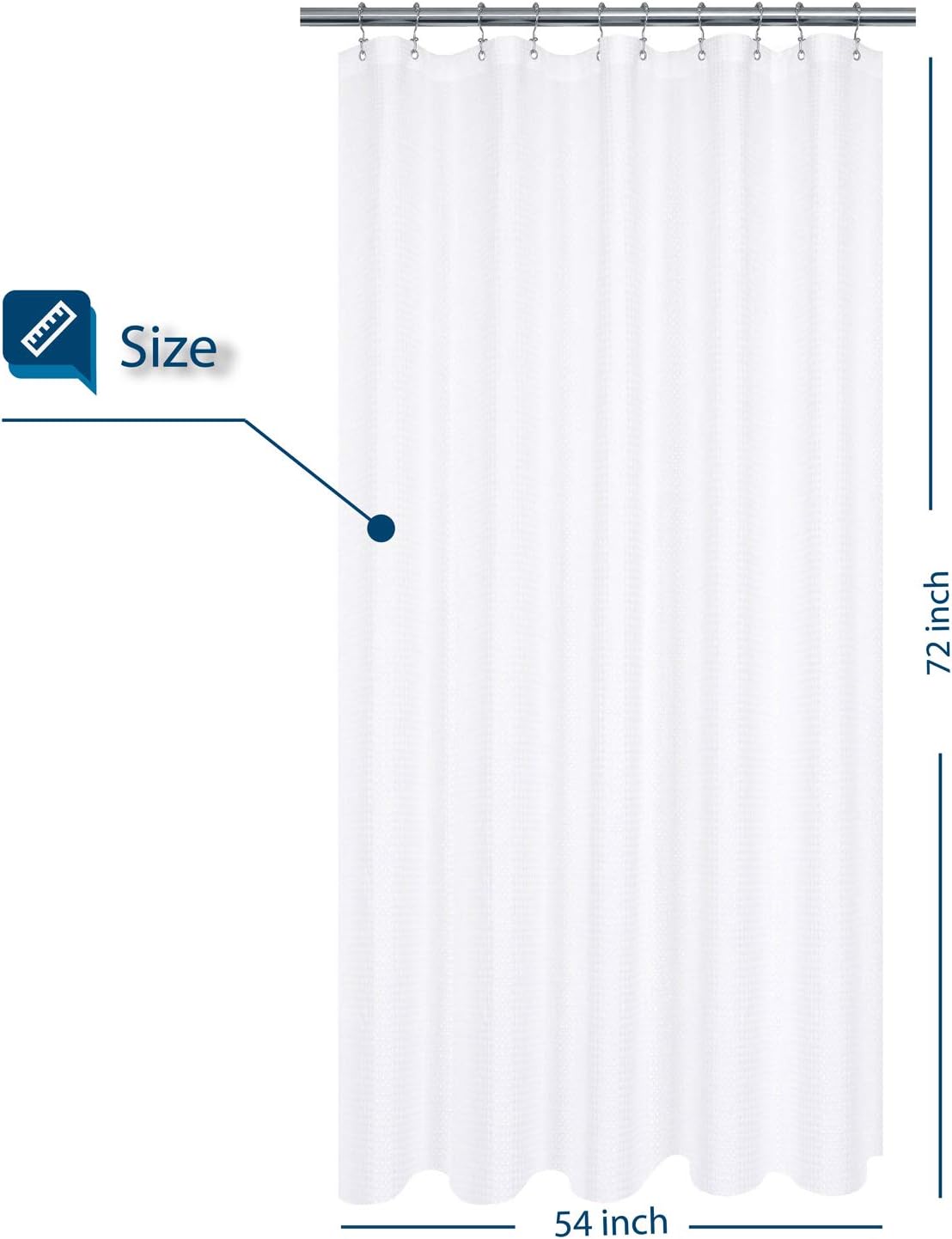 Stall Shower Curtain 54 x 72 inch, Fabric, Waffle Weave, Hotel Luxury Spa, 230 GSM Heavyweight, Water Repellent, Machine Washable, White Pique Pattern Decorative Bathroom Curtain : Home & Kitchen