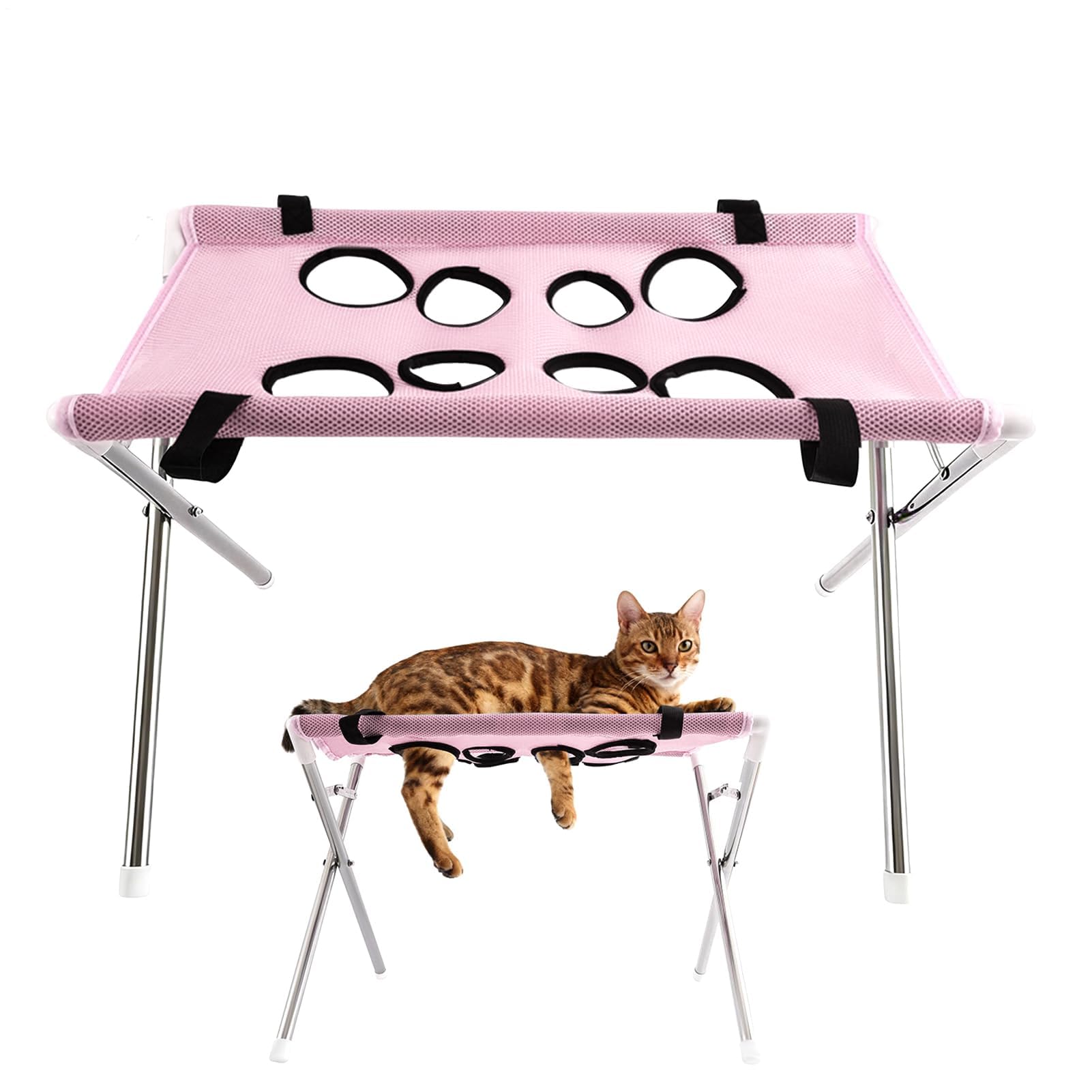 Hamaca para perro para recortar uñas, diseño de 8 agujeros, arnés de aseo para gatos, hamaca de corte de pelo de mascotas, para gatitos, cachorros, interiores, hogar, limpieza de oídos, cepillado de