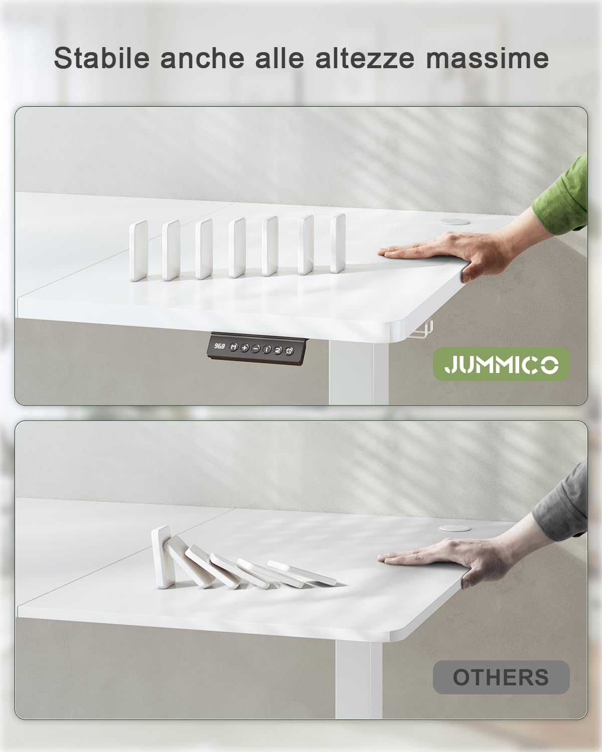 JUMMICO Scrivania Regolabile in Altezza, Scrivania Regolabile Elettrica con Smart Panel da caricatore USB, Scrivania in Piedi con Funzioni di Memoria, Standing Desk 160 x 70 cm, Bianco