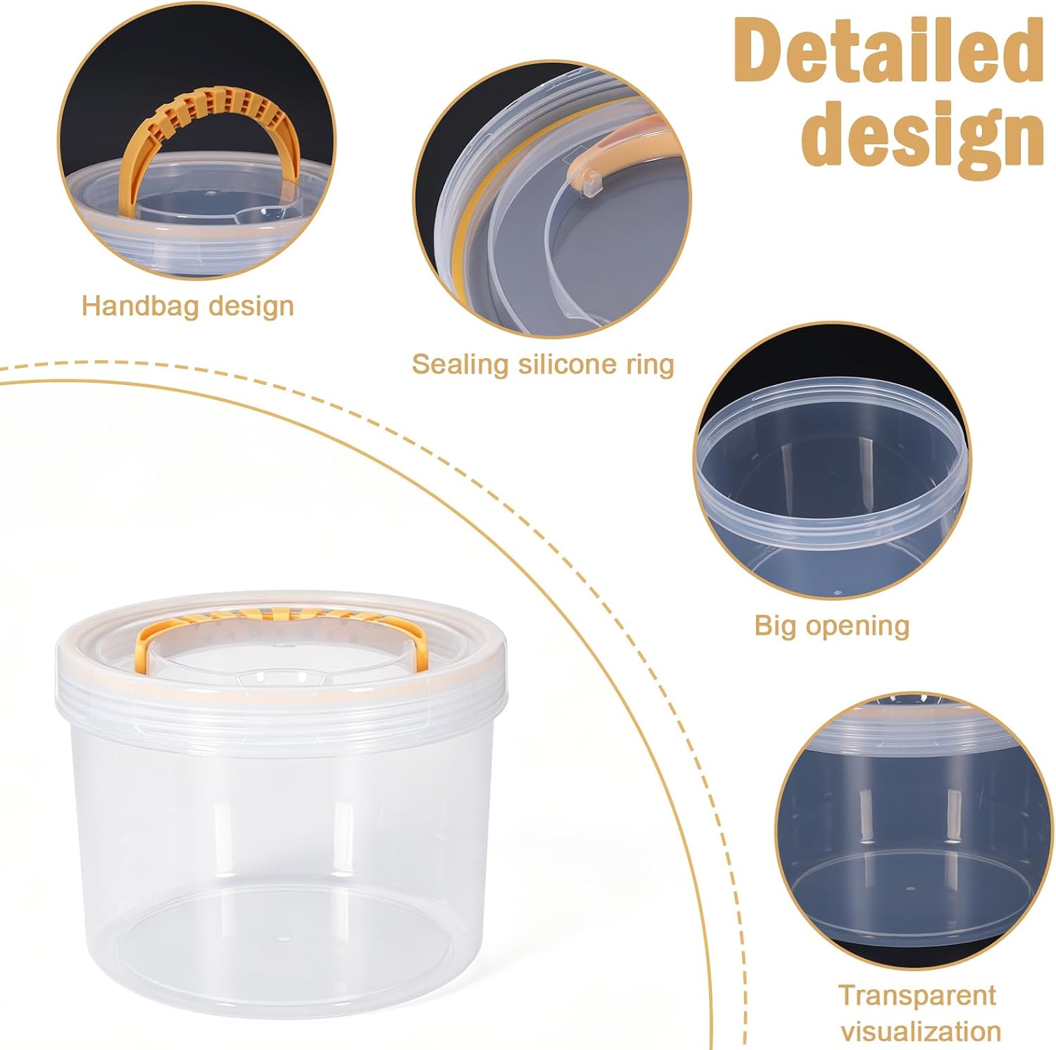 Laundry Pod Container with Lid and Handle, Clear Detergent Pod Holder for Laundry Room Organization, Plastic Storage Jar with Silicone Ring, Wide Opening Organizer for Pods, Sheets, Beads