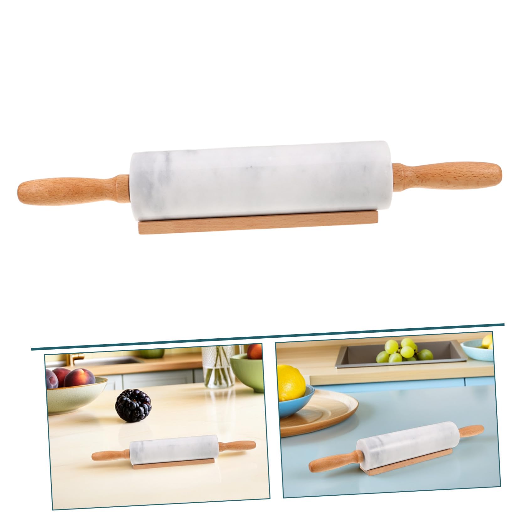 GLEAVI 3 Piezas Rodillo De Mármol Para Cocina Apto Para Uso Alimentario Para Hacer Pasta Tartas Pizzas y Pan Casa Rodillo Antiadherente De Calidad