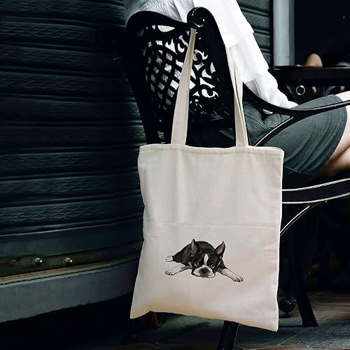 Vista 113 de WIRESTER Bolsa de lona reutilizable para mujeres y niñas, bolsa de compras de comestibles, bolsa de hombro, bolsa de viaje, animal de perro y gato