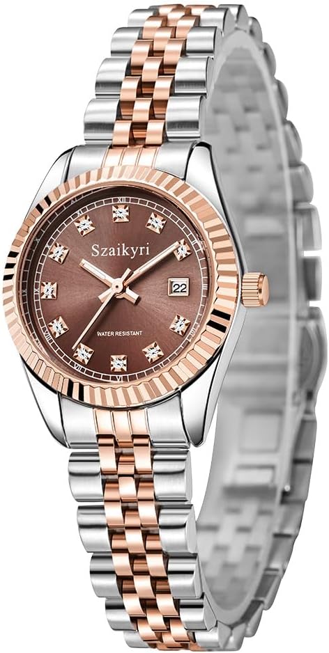 Classic Watch for Women with Solid Stainless Steel Band and Calendar Water Resistant - Image 9